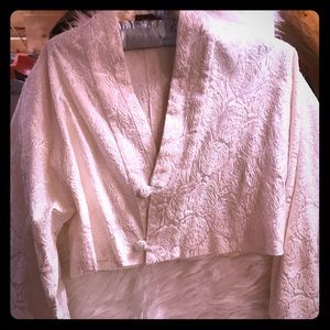 White/cream textured crop blazer!